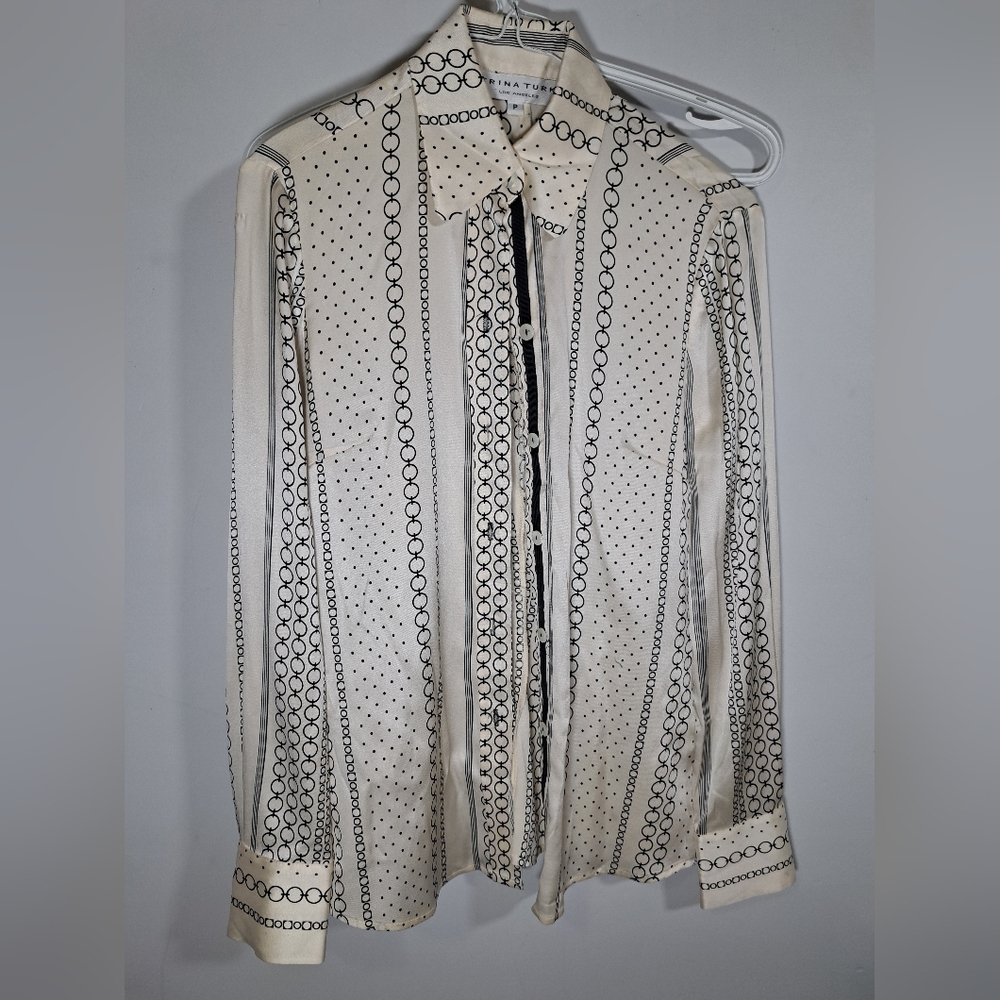 Trina Turk Silk Button Up shirt Petite